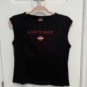 Harley Davidson Women’s Sleeveless T-shirt XL black Aruba Biker Motorcycle